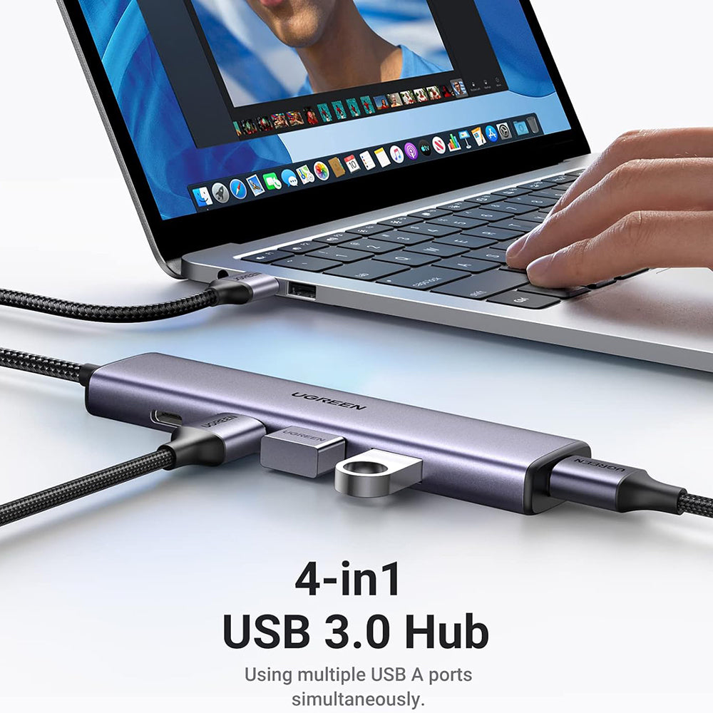 Hub Ugreen CM473 (20805), USB Type-C 4x USB 5Gbps, Gri