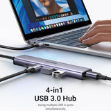 Hub Ugreen CM473 (20805), USB Type-C 4x USB 5Gbps, Gri