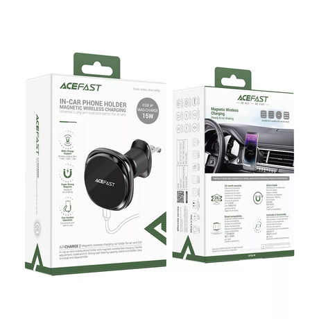 Suport Acefast with Wireless Charging (D31), for iPhone, MagSafe, 360° Adjustable, for Air Vent, 12V/2A, 15W, Negru