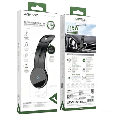 Suport Acefast with Wireless Charging (D21), MagSafe, for Dashboard, Magnetic Grip, Fast Charging, 9V/3A, 15W, Negru