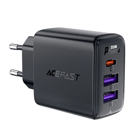 Incarcator Acefast (A57), GaN, Fast Charging, 2x USB, Type-C, PD35W, Smart Chip, Negru