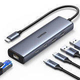 Hub Ugreen CM512 (45320), USB-C to 2x USB-C / 2x USB / RJ45, 10Gbps, Gri