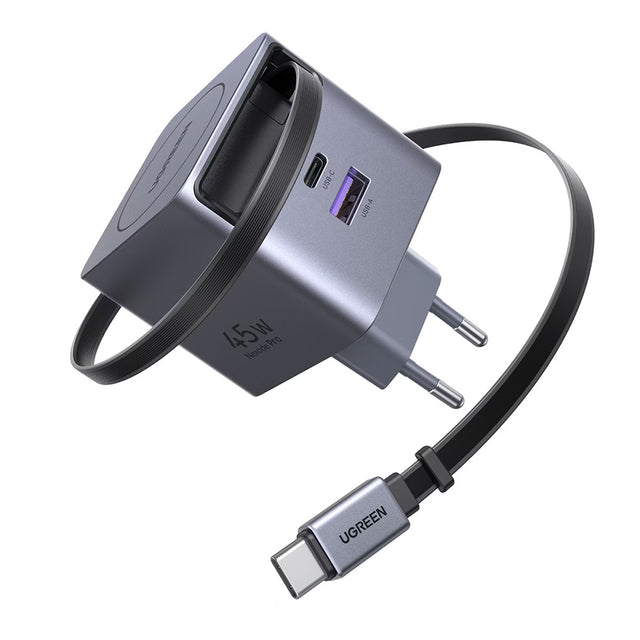 Incarcator Ugreen X614 (65822), USB, 2x Type-C, GaN, Fast Charger, 45W, Gri Spatial