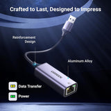 Adaptor Ugreen Ethernet Adapter CM209 (50922), USB to RJ45 LAN Port, Plug & Play, Universal, LED, 1000Mbps, 1Gbps, 10cm, Gri