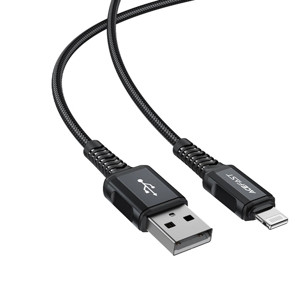 Cablu Acefast (C4-02), Fast Charging, USB to Lightning, 2.4A, Aluminum Alloy, 1.8m, Negru