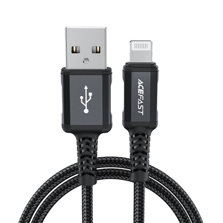 Cablu Acefast (C4-02), Fast Charging, USB to Lightning, 2.4A, Aluminum Alloy, 1.8m, Negru