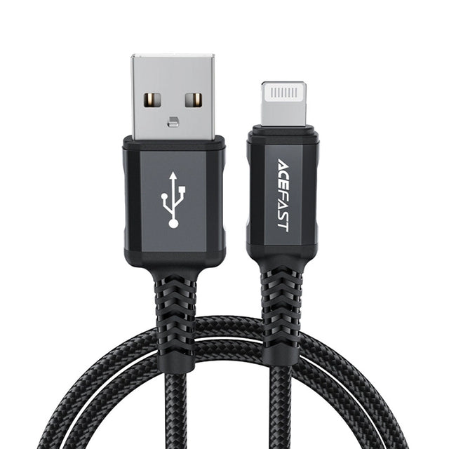 Cablu Acefast (C4-02), Fast Charging, USB to Lightning, 2.4A, Aluminum Alloy, 1.8m, Negru