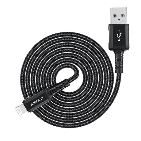 Cablu Acefast (C4-02), Fast Charging, USB to Lightning, 2.4A, Aluminum Alloy, 1.8m, Negru
