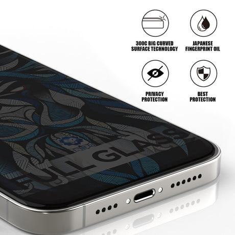 Folie de protectie Lito D+ Max Privacy 300C compatibil cu iPhone 17 / iPhone 16 Pro, Negru