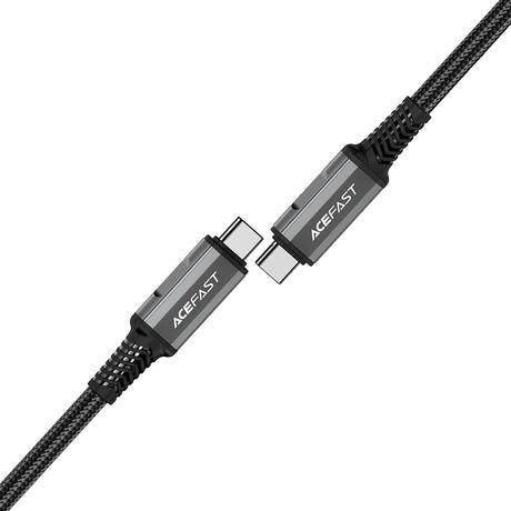 Cablu Acefast (C1-09), SuperCharge, Audio-Video, USB-C to USB-C, 40Gbps, 4K, 5A, 240W, PD3.1, USB4, 1m, Gri / Black