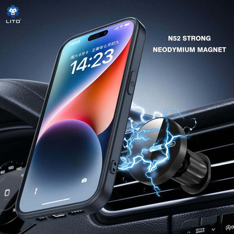 Suport Lito (LT-W05), for Air Vent, with N52 Neodymium Magnet, 360° Rotation, 32mm Wide Tail Clip Hook, Negru