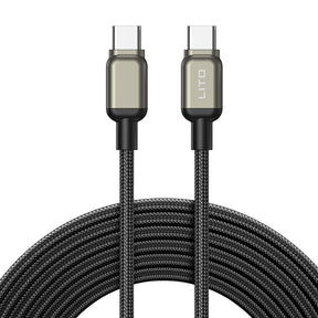 Cablu Lito (LD17), Type-C to Type-C, Fast Charging, Braided Nylon, Negru