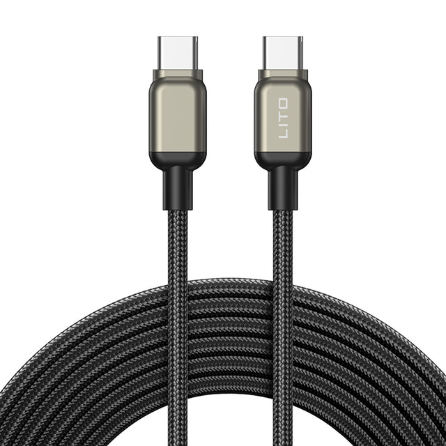 Cablu Lito (LD17), Type-C to Type-C, Fast Charging, Braided Nylon, Negru