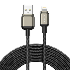 Cablu Lito (LD17), USB to Lightning, Fast Charging, Braided Nylon, Negru