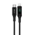 Cablu Acefast (C6-01), Type-C to Lightning, Fast Charging, 3A, LED Display, 1.2m, Negru