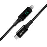 Cablu Acefast (C6-01), Type-C to Lightning, Fast Charging, 3A, LED Display, 1.2m, Negru