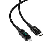 Cablu Acefast (C6-01), Type-C to Lightning, Fast Charging, 3A, LED Display, 1.2m, Negru