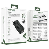 Incarcator Acefast Travel Adapter (Z7), GaN, Type-C, EU, UK, AU, US, PD30W, Multifunctional Fast Charger, Mini Design, Negru