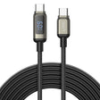 Cablu Lito (LD15), Type-C to Type-C, Fast Charging, Braided Nylon, 60W, LED Display, Negru