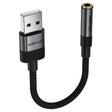 Adaptor Acefast Audio Adapter (J13), USB Male to Jack 3.5mm Female, Plug & Play, High-fidelity Sound, No Delay, 15cm, Negru