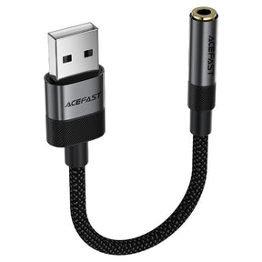 Adaptor Acefast Audio Adapter (J13), USB Male to Jack 3.5mm Female, Plug & Play, High-fidelity Sound, No Delay, 15cm, Negru