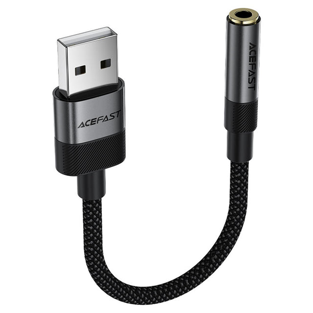 Adaptor Acefast Audio Adapter (J13), USB Male to Jack 3.5mm Female, Plug & Play, High-fidelity Sound, No Delay, 15cm, Negru