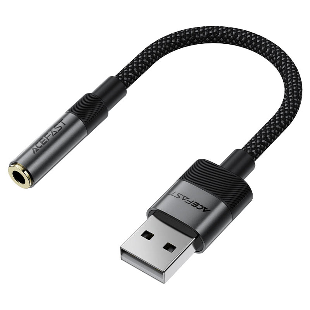 Adaptor Acefast Audio Adapter (J13), USB Male to Jack 3.5mm Female, Plug & Play, High-fidelity Sound, No Delay, 15cm, Negru