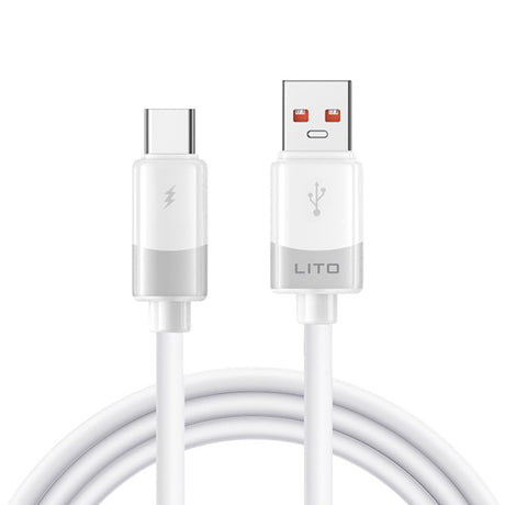 Cablu Lito Liquid Silicone (LD07), USB to Type-C, Fast Charging, Anti-freeze, Anti-fire, Alb