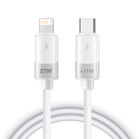 Cablu Lito Liquid Silicone (LD07), Type-C to Lightning, Fast Charging, Anti-freeze, Anti-fire, Alb