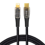 Cablu Lito Transparent (LD01), Type-C to Lightning, Fast Charging 27W, Braided, Gold Plated Interface, 1.2m, Negru
