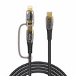 Cablu Lito Transparent 2in1 (LD12), Type-C to Type-C, Lightning, Fast Charge, Braided, Anti-oxidant, Negru