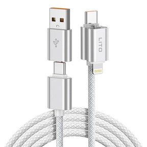 Cablu Lito Magnetic 4in1 (LD21), 5A High Current, 100W Fast Charging, Magnetic Design, Built-in Smart Chip, Alb