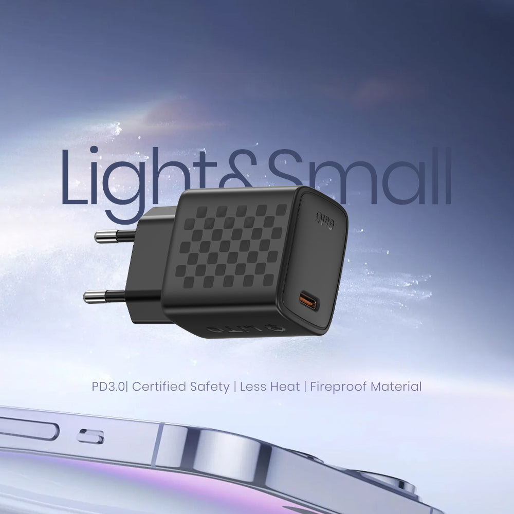 Incarcator Lito (LC17T), with Type-C Cable Inluded, Type-C Output, PD30W, GaN, PC Fireproof, EU Plug, Negru