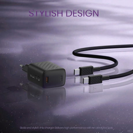 Incarcator Lito (LC17T), with Type-C Cable Inluded, Type-C Output, PD30W, GaN, PC Fireproof, EU Plug, Negru