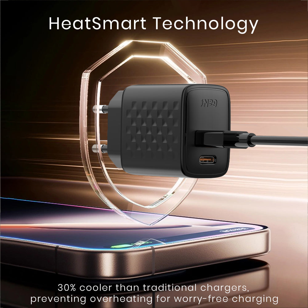Incarcator Lito (LC15), Type-C, USB Output, PD20W, GaN, PC Fireproof, EU Plug, Negru