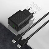 Incarcator Lito (LC15T), with Type-C Cable Included, Type-C, USB Output, PD20W, GaN, PC Fireproof, EU Plug, Negru