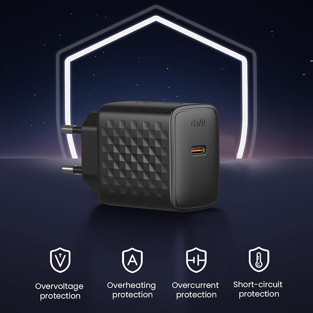 Incarcator Lito (LC13), Type-C, PD20W, GaN, PC Fireproof, EU Plug, Negru