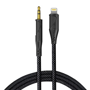 Adaptor Lito Audio Cable Adapter (LA02), Lightning to Jack 3.5mm, Zero Signal Loss, Nylon-braided, 1m, Negru