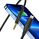 Adaptor Lito Audio Cable Adapter (LA02), Lightning to Jack 3.5mm, Zero Signal Loss, Nylon-braided, 1m, Negru