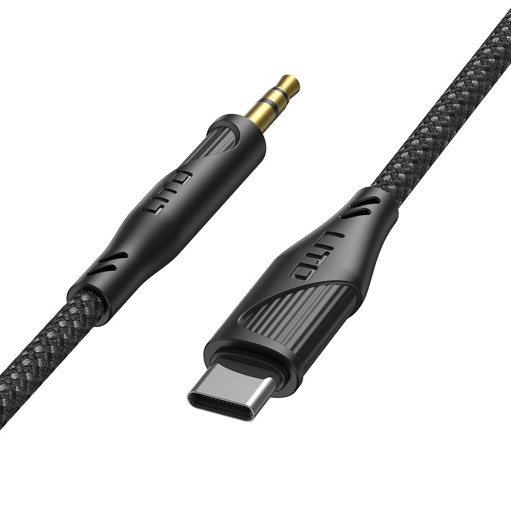 Adaptor Lito Audio Cable Adapter (LA02), Lightning to Jack 3.5mm, Zero Signal Loss, Nylon-braided, 1m, Negru