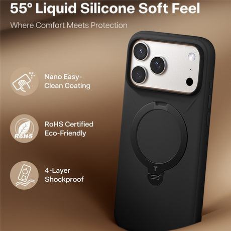 Husa de protectie Torras QPRO Silicone Series compatibil cu iPhone 17 Pro, Negru