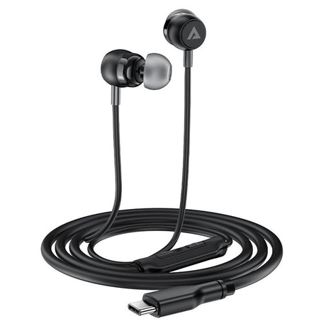 Casti Acefast Wired Earphones (L8), Type-C, In-ear Design, with Microphone, Control Remote, Flexible, Silicone, 1.2m, Negru
