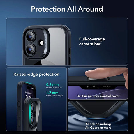 Folie de protectie ESR Classic Hybrid HaloLock compatibil cu iPhone 17, Transparent Black