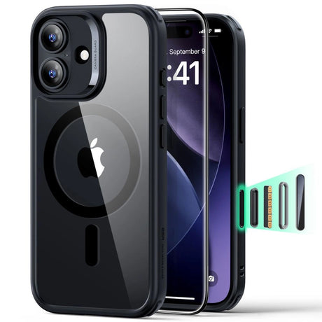 Folie de protectie ESR Classic Hybrid HaloLock compatibil cu iPhone 17, Transparent Black