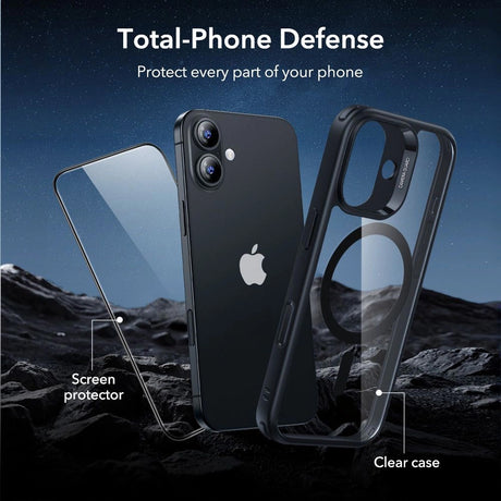 Folie de protectie ESR Classic Hybrid HaloLock compatibil cu iPhone 17, Transparent Black