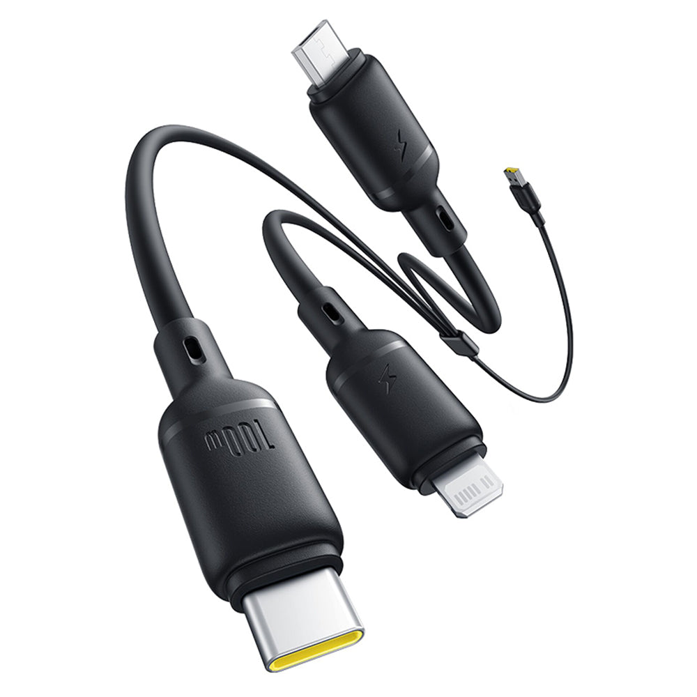 Cablu Baseus Silky (P10377705123-00), Fast Charge, USB to USB-C, Lightning, Micro-USB, 100W, 480Mbps, 1.5m, Negru
