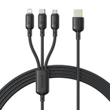 Cablu Baseus Silky (P10377705123-00), Fast Charge, USB to USB-C, Lightning, Micro-USB, 100W, 480Mbps, 1.5m, Negru