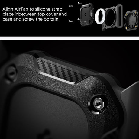 Suport Spigen Tough Armor (ACS09780), Apple AirTag 1 / 2, for Pet Colar, Waterproof IP68, Max. 1.5inch Width, Negru