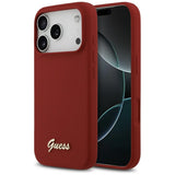 Husa de protectie Guess Silicone Script Metal Logo MagSafe (GUHMP17LSMBSLM) compatibil cu iPhone 17 Pro, Rosu