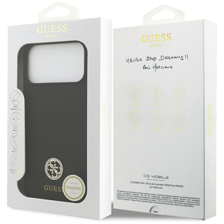 Husa de protectie Guess Silicone Logo Strass 4G MagSafe (GUHMP17XM4DGPK) compatibil cu iPhone 17 Pro Max, Negru